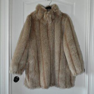 Vintage 90's/Y2K Roaman's Blonde Tan Zip Faux Fur Coat Women's sz 2X